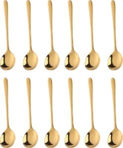 House Of Husk® Koffielepel Set - Theelepel - Koffielepeltjes - Espresso Lepeltjes - RVS - 12cm - 12 Stuks - Goud