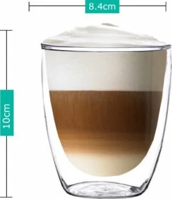Dubbelwandige Koffieglazen - Cappuccino Glazen - Dubbelwandige Theeglazen - 300ML - 4x - Gratis Lepels -Tafelwaren Verkoop 1037x1200