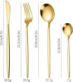 Merkloos Bestekset - 24 Delig Bestekset - 6 Personen - Rood/Goud - Tafellepels/Tafelmessen/Tafelvorken/Koffielepels - Roestvrij Staal -Tafelwaren Verkoop 1072x1200