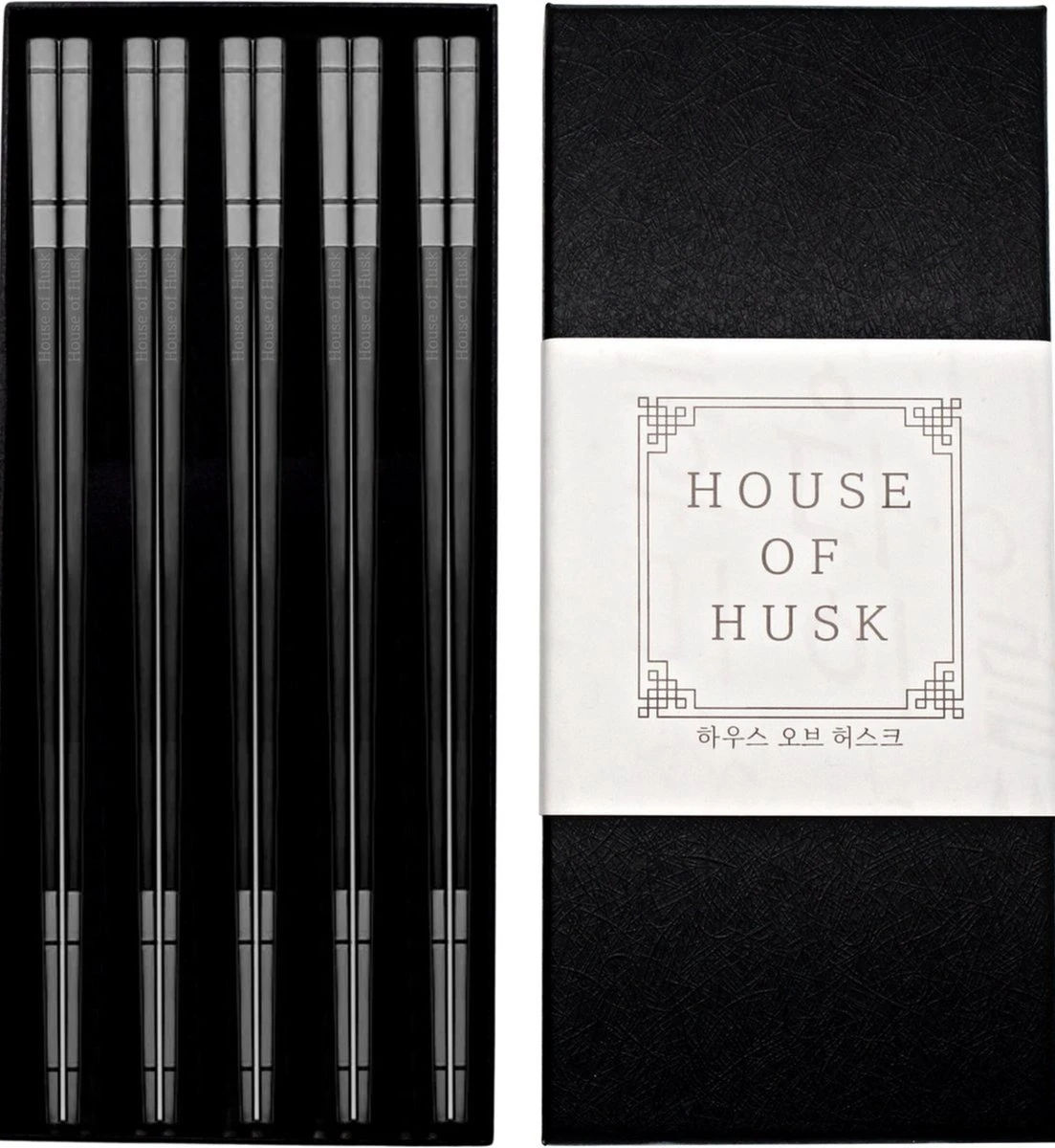House Of Husk Chopsticks Set - Koreaanse Eetstokjes - Vaatwasserbestendig - RVS - 5 Paar - Lux Zwart 1 House Of Husk Chopsticks Set - Koreaanse Eetstokjes - Vaatwasserbestendig - RVS - 5 Paar - Lux Zwart