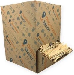 750 Stuks Houten Vork In Dispenser Box - Houten Bestek - Vorken - Bio Vorken - Hout In Dispenserdoos - Dispenser Doos Bestek - Karton Dispenser - Papier Dispenser Box Met Bestek - Cutlery - Biologisch Afbreekbaar - Milieuvriendelijk - FSC - Wegwerp -Tafelwaren Verkoop 1179x1200 3
