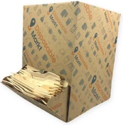 750 Stuks Houten Vork In Dispenser Box - Houten Bestek - Vorken - Bio Vorken - Hout In Dispenserdoos - Dispenser Doos Bestek - Karton Dispenser - Papier Dispenser Box Met Bestek - Cutlery - Biologisch Afbreekbaar - Milieuvriendelijk - FSC - Wegwerp -Tafelwaren Verkoop 1185x1200 2