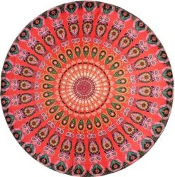 Merkloos Mandala Tafelkleed - Mandala Kleed Rond - Tafelkleed Rond - Tafellaken - Rood - 130CM