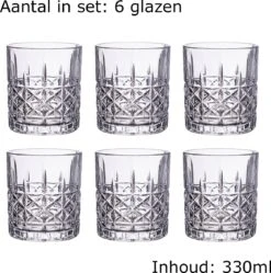 Luxe Drinkglazen - Whiskey Glazen - Cocktail Glazen - Cocktailglazen - Waterglazen - 330ML - 6 Stuks -Tafelwaren Verkoop 1190x1200 6