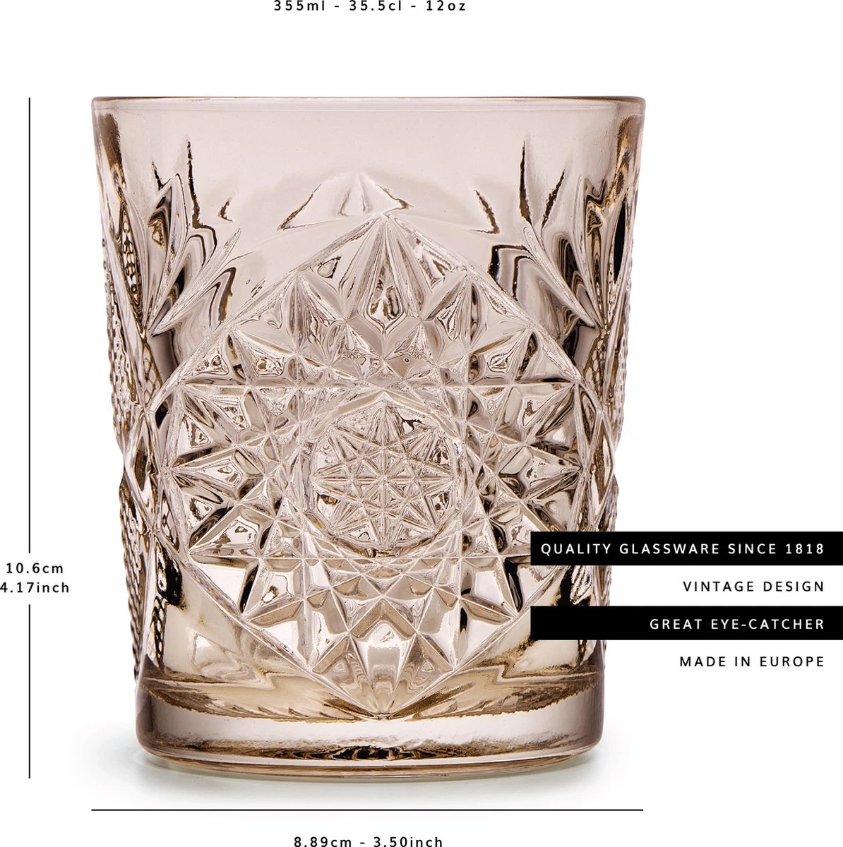 Libbey Drinkglas Hobstar Tender Taupe – 355 Ml/ 35,5 Cl - 6 Stuks - Vintage Design - Vaatwasserbestendig - Hoge Kwaliteit 4 Libbey Drinkglas Hobstar Tender Taupe – 355 Ml/ 35,5 Cl - 6 Stuks - Vintage Design - Vaatwasserbestendig - Hoge Kwaliteit - Afbeelding 4