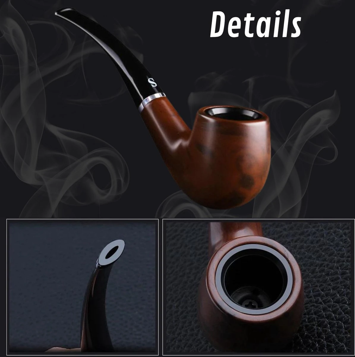 Merkloos Luxe Tabakspijp Set – Ebbenhout – Handgemaakt – Rookpijp – Pijp Roken – Rookpijp Tabak – Tabakspijp Starter Set - Tabakspijp 2 Merkloos Luxe Tabakspijp Set – Ebbenhout – Handgemaakt – Rookpijp – Pijp Roken – Rookpijp Tabak – Tabakspijp Starter Set - Tabakspijp - Afbeelding 2