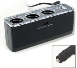 3 Sockets 12V Sigarettenaansteker In De Auto USB Power (zwart) - 12V Splitter Auto Oplader USB C