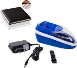 Merkloos Elektrische Sigarettenmaker – Automatische Sigaretten Maker – Sigarettenschieter – Sigarettenvuller – Sigarettenmachine – Hulzenstopper – Met Sigarettendoosje – Met Sigaretten Bewaardoosje – Blauw