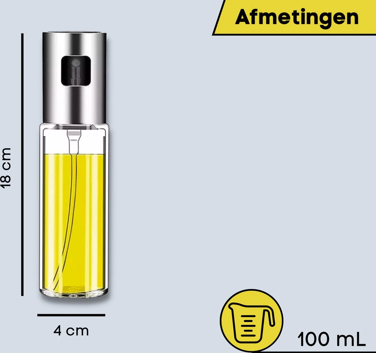 Merkloos Olijfolie Sprayer - Diffuser & Verstuiver - Glas & RVS - 100mL 2 Merkloos Olijfolie Sprayer - Diffuser & Verstuiver - Glas & RVS - 100mL - Afbeelding 2