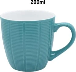 Orange85 Koffiekopjes Gekleurd - Set Van 6 - Koffiemokken - Streep - 200 Ml - Reliëf - Aardewerk - Met Oor - Theemokken -Tafelwaren Verkoop 1200x1136