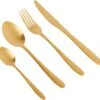 Merkloos Bestekset 16-delig - Goud - Goudkleur - 4x Messen, Vorken, Lepels En Dessertlepels - Roestvrij Staal