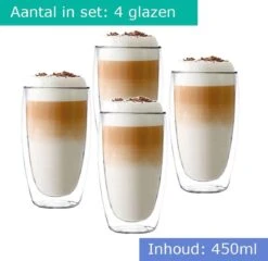 Latte Macchiato Glazen - Dubbelwandige Koffieglazen - Dubbelwandige Cappuccino Glazen - 450 ML - 4x -Tafelwaren Verkoop 1200x1164 1