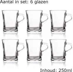 Luxe Latte Macchiato Glazen - Cappuccino Glazen - Koffieglazen - Theeglazen - 250 ML - 6 Stuks -Tafelwaren Verkoop 1200x1184 6