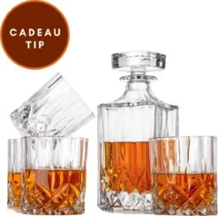 Niceey Whiskey Set - Whiskey Glazen - Whiskey Karaf - 4 Glazen Met Karaf - 5 Delig
