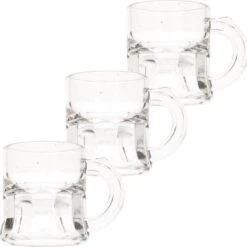 Merkloos 10x Shotglas/shotjes Bierpul Glaasjes/glazen Met Handvat 2cl - Herbruikbare Shotglazen - Oktoberfest/kroeg/bar/cafe Shot/shotjes Glazen