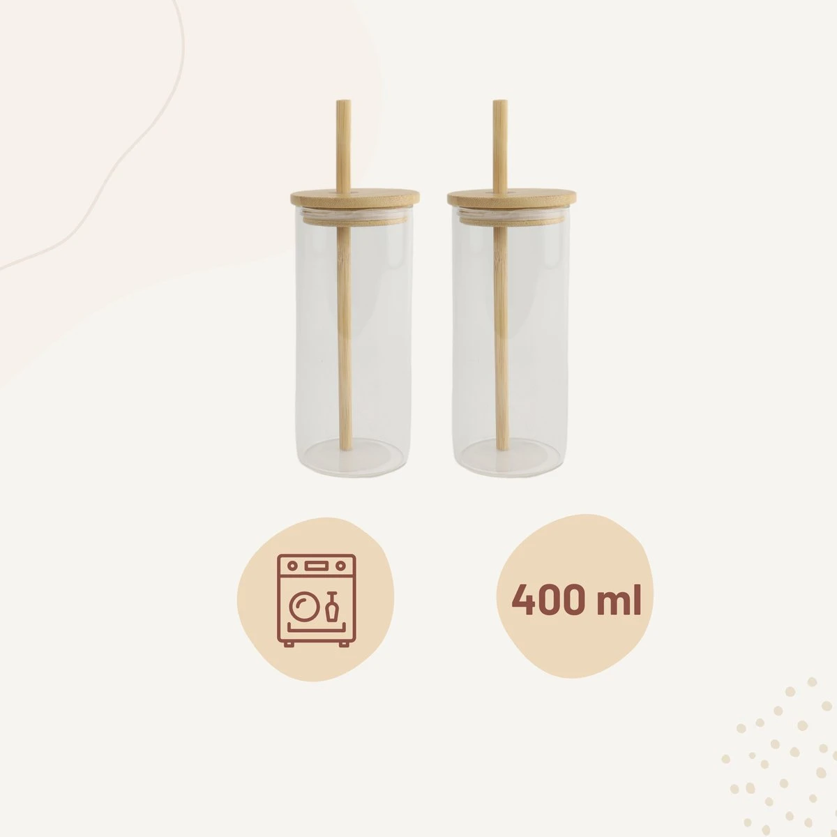 Orange85 Drinkglazen - Met Bamboo Deksel En Rietje - 2 Stuks - 400 Ml - Waterglazen 3 Orange85 Drinkglazen - Met Bamboo Deksel En Rietje - 2 Stuks - 400 Ml - Waterglazen - Afbeelding 3