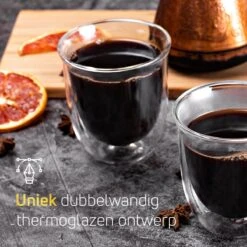 Dubbelwandige Theeglazen Koffieglazen - Cappuccino Glazen - Warme En Koude Dranken Mokken Dubbelwandig - 250 ML - Set Van 2 - VDN -Tafelwaren Verkoop 1200x1200 1124