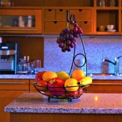 Merkloos Fruitmand Met Banaanhouder – Fruitschaal Zwart – Fruitmand Zwart Metaal – Bananenhouder – Fruitmand Hangend - Decoratieve Schaal – Keuken – 27x27x39 -Tafelwaren Verkoop 1200x1200 1656