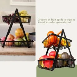 Clear Living - Fruitschaal Large - Fruitmand - Fruitschaal Zwart - Fruitschaal Metaal - Fruitschaal 2 Lagen - Zwart - Large -Tafelwaren Verkoop 1200x1200 1657