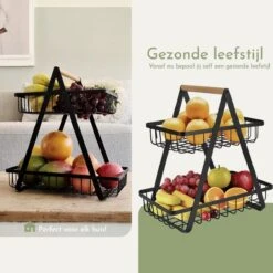 Clear Living - Fruitschaal Large - Fruitmand - Fruitschaal Zwart - Fruitschaal Metaal - Fruitschaal 2 Lagen - Zwart - Large -Tafelwaren Verkoop 1200x1200 1659