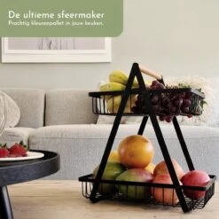 Clear Living - Fruitschaal Large - Fruitmand - Fruitschaal Zwart - Fruitschaal Metaal - Fruitschaal 2 Lagen - Zwart - Large -Tafelwaren Verkoop 1200x1200 1660