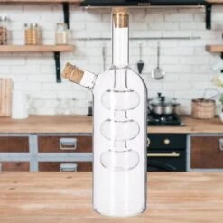 Merkloos Decopatent® 2in1 Olie En Azijnstel Glas - Bolvorm Met Kurken - Glazen Azijnfles & Oliefles In 1 - Oil And Vinegar - 9 X 9 X 21 Cm -Tafelwaren Verkoop 1200x1200 1831