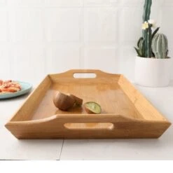 Merkloos Decopatent® Dienblad Rechthoek - Groot Dienblad Met Handvaten - Bamboe Houten Dienblad - Afm 50 X 30 X 6 Cm. -Tafelwaren Verkoop 1200x1200 1870