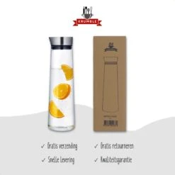 Krumble Karaf Van Glas - Waterkan - Met Deksel - 10,5 X 33 Cm (dxh) - 1,5 Liter - Glas En RVS -Tafelwaren Verkoop 1200x1200 1936