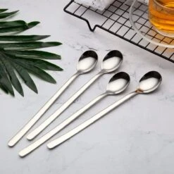 House Of Husk Latte Macchiato Lepels Set - Lange Theelepels - Koffielepels - Longdrinklepels - Sorbetlepels - Barlepel - RVS - 6 Stuks - 20CM - Zilver -Tafelwaren Verkoop 1200x1200 213