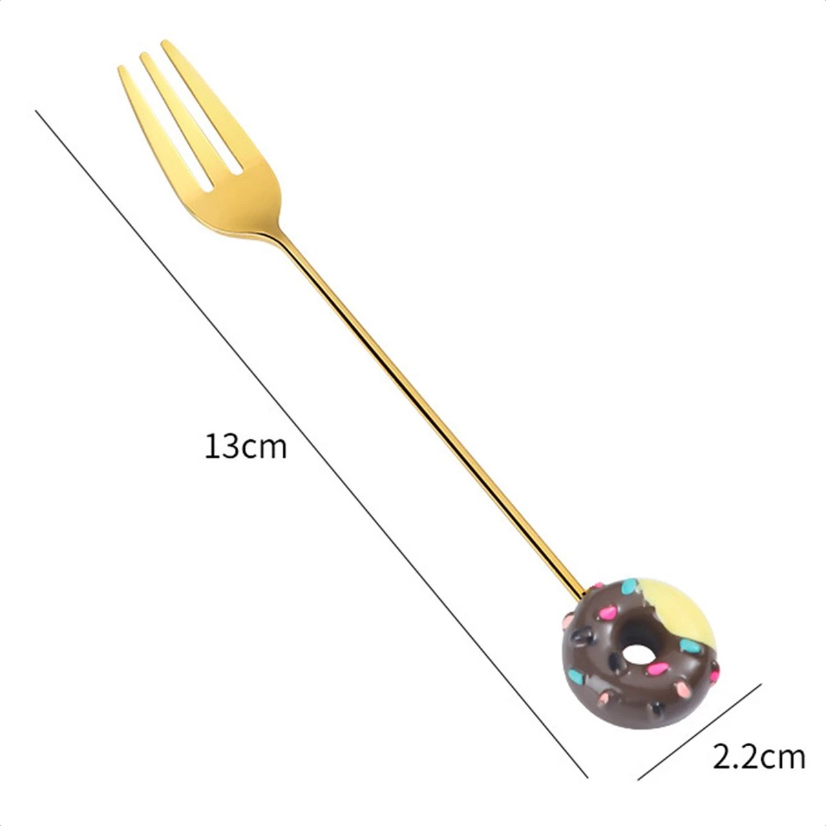 Gebaksvorkjes Donut Set Van 4 Taartvorkjes - Goud 2 Gebaksvorkjes Donut Set Van 4 Taartvorkjes - Goud - Afbeelding 2