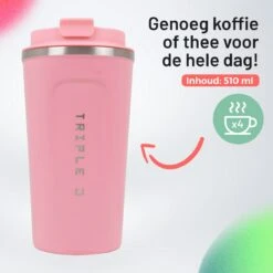 Triple J® Koffiebeker To Go - Thermosbeker - BPA & Lekvrij - 510ml - Roze -Tafelwaren Verkoop 1200x1200 385