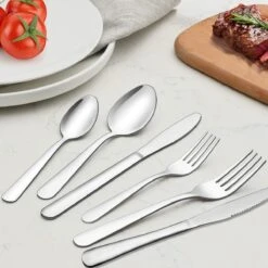 Perow 8 Persoons Bestekset - 48 Delig - 18/10 Edelstaal - Lepels, Messen, Vorken & Steakmessen - Vaatwasser Bestendig - Zilver -Tafelwaren Verkoop 1200x1200 4