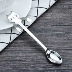 Merkloos 4 Theelepels Hangende Kat - Katten Koffielepel - RVS - Zilverkleurig -Tafelwaren Verkoop 1200x1200 46