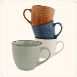 OTIX Koffiekopjes - Met Oor - Set Van 4 - Verschillende Kleuren - Aardewerk - 250 Ml -Tafelwaren Verkoop 1200x1200 530