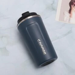 Koffiebeker To Go | Lekvrije Thermosbeker | Thermosfles | RVS Reisbeker | Dubbelwandige Travel Mug | 380 Ml | Blauw