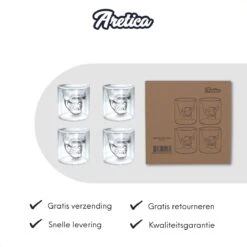 Aretica Shotglaasjes Skull Gift Set Van 4 - Borrelglaasjes - Shot Glaasjes - Vaatwasserbestendige Shotglazen - Shotglas - Drankspel - Glazen Borrelglas - Inhoud 25 Ml - Ø 4.7cm - Transparant -Tafelwaren Verkoop 1200x1200 735