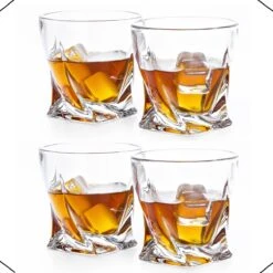 VDN Edam Whiskey Glazen Set Handgeblazen - 4 Whiskeyglazen – Tumbler - Loodvrij Kristal Glas
