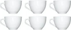 Merkloos Koffie Kopjes – Koffiekopjes – Koffiemokken – Cappuccino – Set Van 6 – Porselein – 250 Ml – Wit -Tafelwaren Verkoop 1200x511