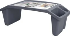 Merkloos Dienblad/schoottafel Kunststof Met Opbergvakjes Paars/grijs 60 X 30 X 21 Cm - Ontbijt Serveerbladen/dienbladen