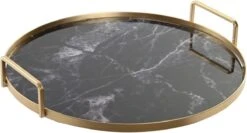 Snackdienblad DKD Home Decor Zwart Gouden Metaal Marmer (30 X 30 X 4,5 Cm)