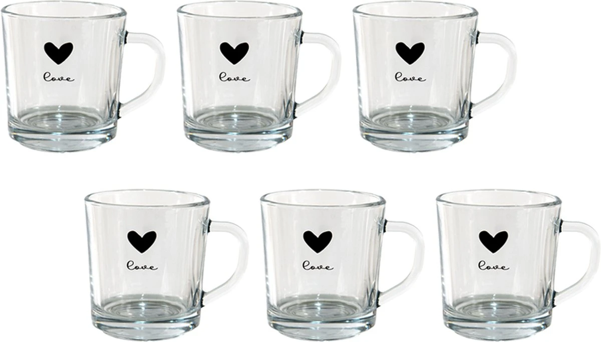 Theeglas Set Van 6 Theeglazen Theeglas 250 Ml Transparant Glas Hart Love Theemok 1 Theeglas Set Van 6 Theeglazen Theeglas 250 Ml Transparant Glas Hart Love Theemok