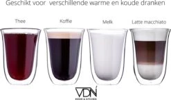 VDN Dubbelwandige Koffieglazen Theeglazen - 300 ML Mokken - Set Van 6 Handgeblazen Cappuccino Latte Macchiato Glazen Dubbelwandig -Tafelwaren Verkoop 1200x701 3