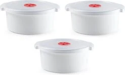 3x Stuks Magnetron Voedsel Opwarmen Potjes/bakjes 3 Liter Met Speciale Deksel - 25 X 23 X 10 Cm