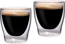 Feelino Bloomino Dubbelwandige Espresso-glazen, Set Van 2 80 Ml Thermoglazen Met Zweefeffect In Geschenkdoos, 2 X 80 Ml