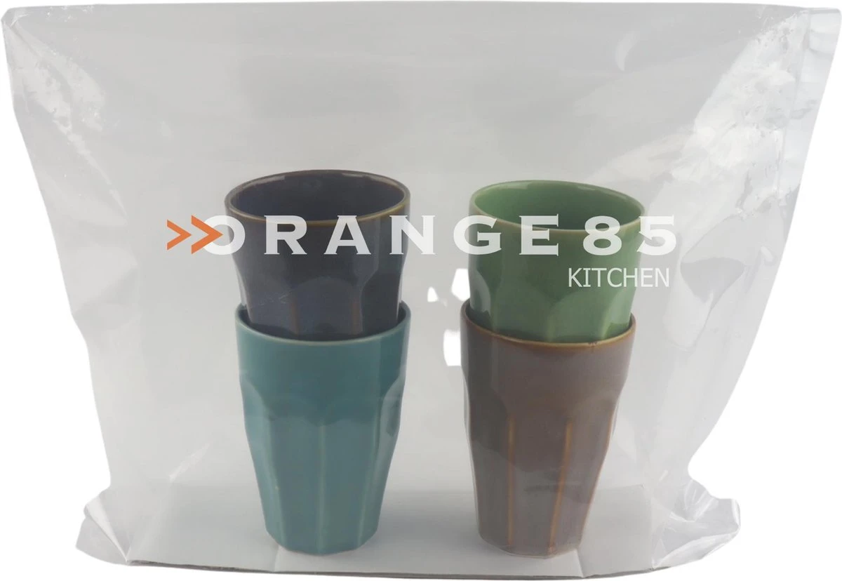Orange85 Cappuccino Mokken - Latte Macchiato Glazen - 330 Ml - Hittebestendig - Set Van 4 - Porselein - Multicolor - Cappuccino Glazen - Cappuccino Kopjes 7 Orange85 Cappuccino Mokken - Latte Macchiato Glazen - 330 Ml - Hittebestendig - Set Van 4 - Porselein - Multicolor - Cappuccino Glazen - Cappuccino Kopjes - Afbeelding 7