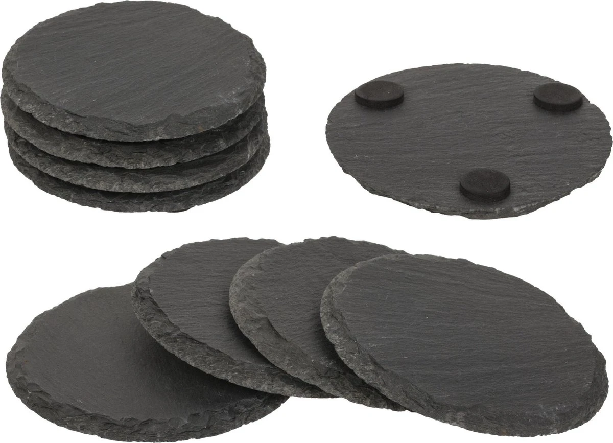 Merkloos 8x Leisteen Krijtbord Onderzetters Rond 10 Cm - Leistenen Onderzetters Voor Glazen En Bekers 1 Merkloos 8x Leisteen Krijtbord Onderzetters Rond 10 Cm - Leistenen Onderzetters Voor Glazen En Bekers