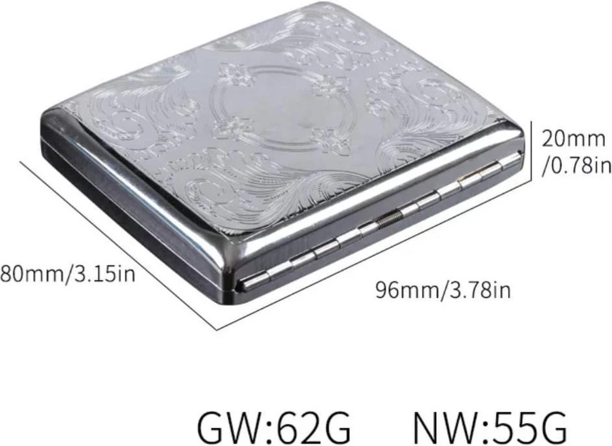 Merkloos Luxe Sigarettenhouder - Sigaretten Box 3 - Sigaretten Opbergdoosje - Sigaretten Koker Metaal - 20 Sigaretten - Cigarettecase 8 Merkloos Luxe Sigarettenhouder - Sigaretten Box 3 - Sigaretten Opbergdoosje - Sigaretten Koker Metaal - 20 Sigaretten - Cigarettecase - Afbeelding 8
