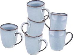 Koffiekopjes - Cappuccino Kop - Theemok - Koffiebeker - Blauw - 320ml - Set Van 6 -Tafelwaren Verkoop 1200x904