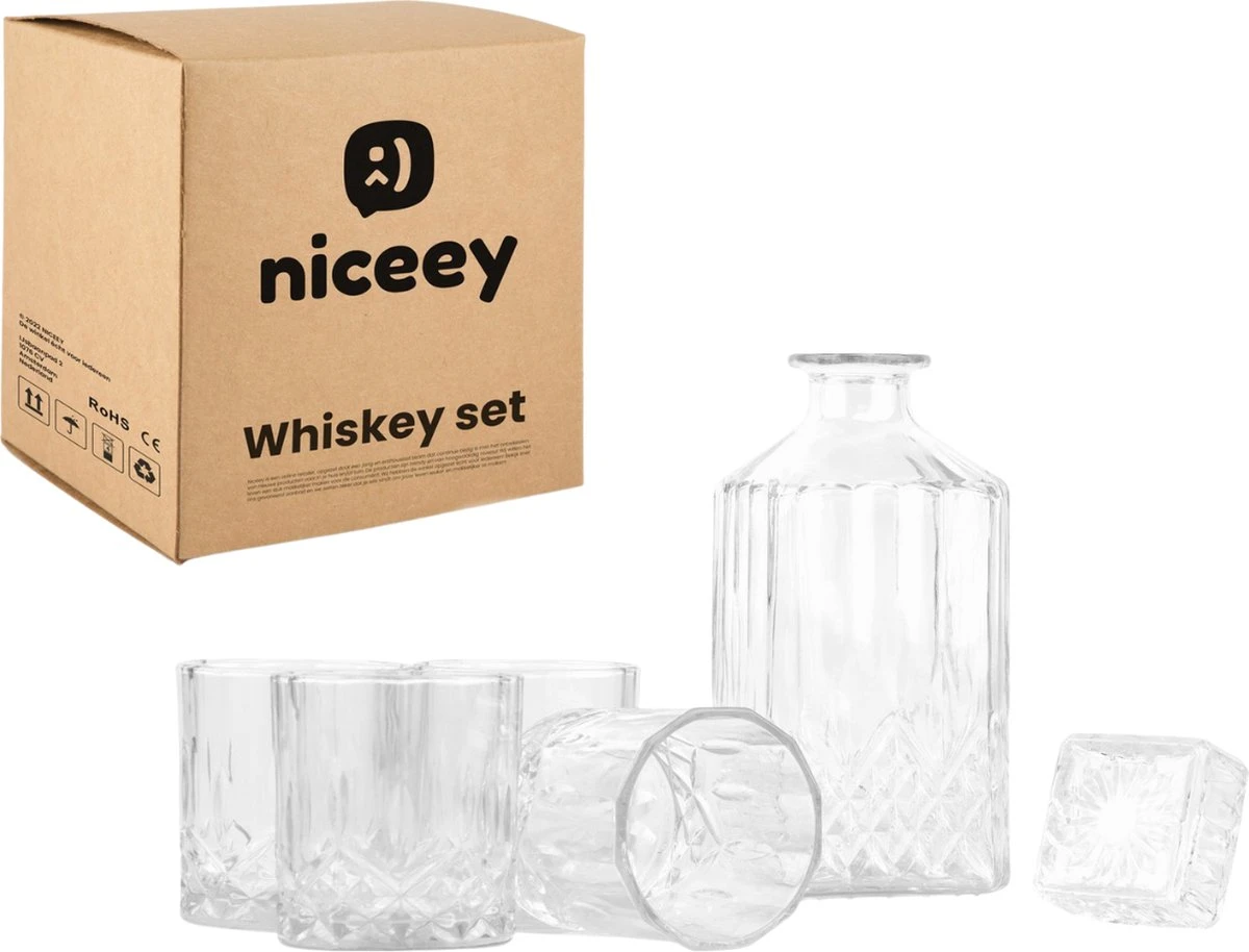 Niceey Whiskey Set - Whiskey Glazen - Whiskey Karaf - 4 Glazen Met Karaf - 5 Delig 8 Niceey Whiskey Set - Whiskey Glazen - Whiskey Karaf - 4 Glazen Met Karaf - 5 Delig - Afbeelding 8