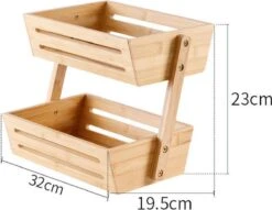 Merkloos Decopatent® 2 Laags Dubbele Fruitschaal - Bamboe Hout - Staande Fruitmand Etagere - Afm: 32 X 19.5 X 23 Cm. -Tafelwaren Verkoop 1200x928 4
